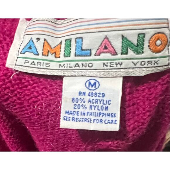 A’Milano Vintage Sweater Skirt Set 80s 90s Pink Beaded Fringe NWT Womens Medium - Picture 14 of 16